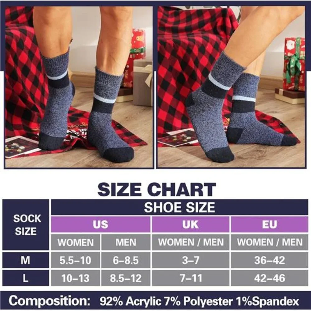 3 Pairs Unisex Thermal Winter Socks Thick Extra Warm Insulated Socks